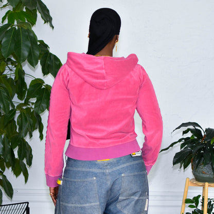 Y2k DKNY Pink Velour Zip Up