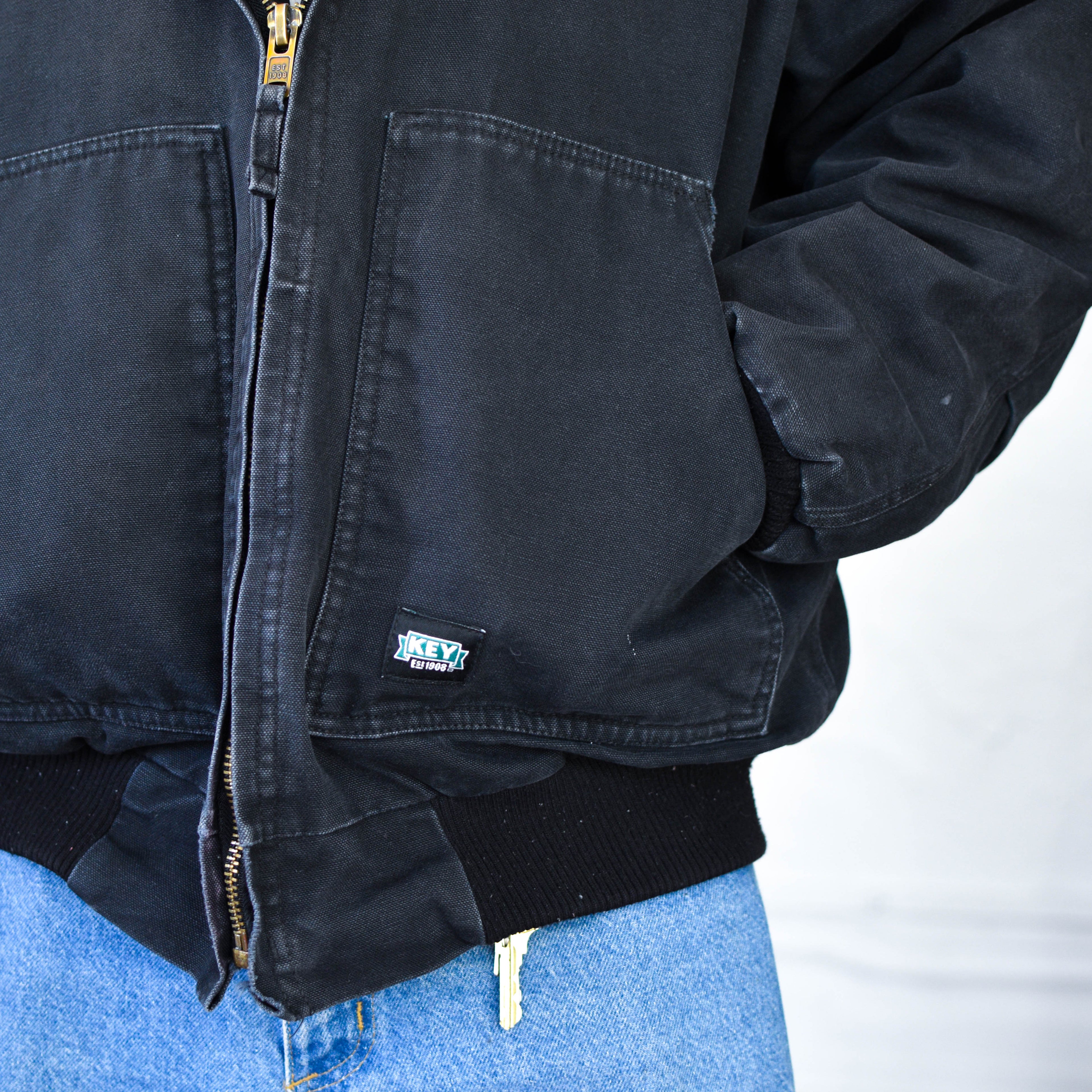 Vintage Key Apparel Black Quilted Work Jacket