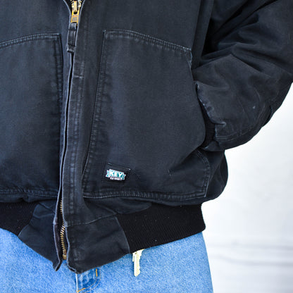 Vintage Key Apparel Black Quilted Work Jacket