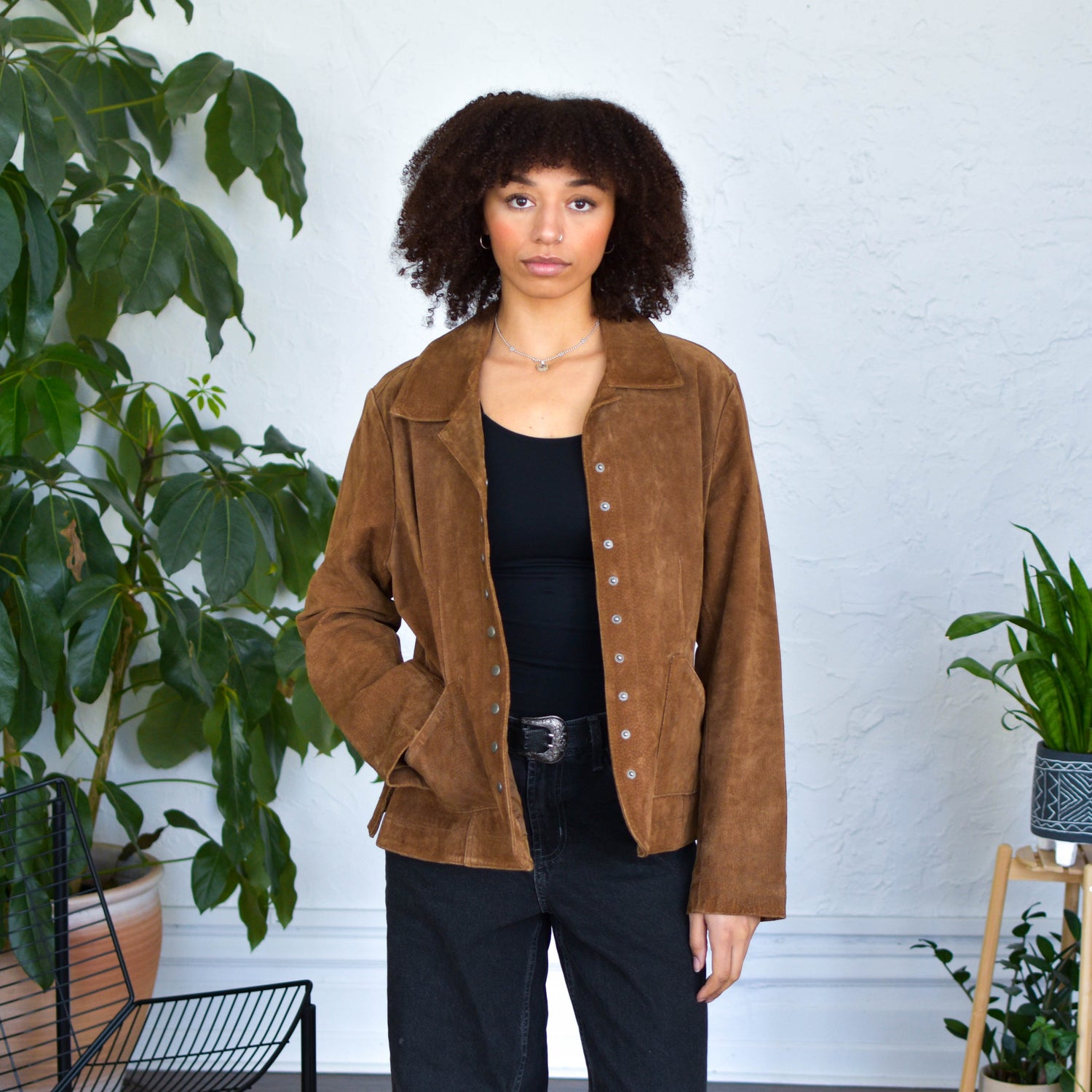 Y2K Christopher &amp; Banks Brown Suede Leather Jacket