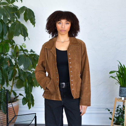 Y2K Christopher &amp; Banks Brown Suede Leather Jacket