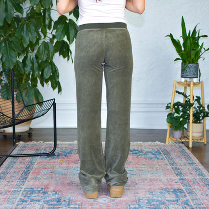 Y2K Juicy Couture Velour Bedazzled Olive Sweatpants