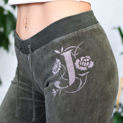 Y2K Juicy Couture Velour Bedazzled Olive Sweatpants