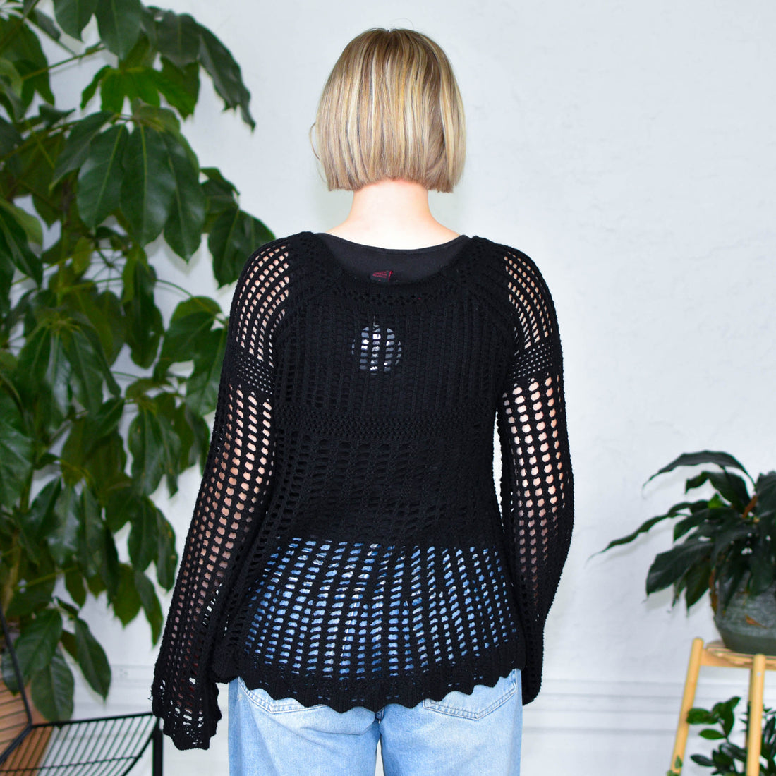Y2k Heart n Crush Black Crochet Femme Long Sleeve