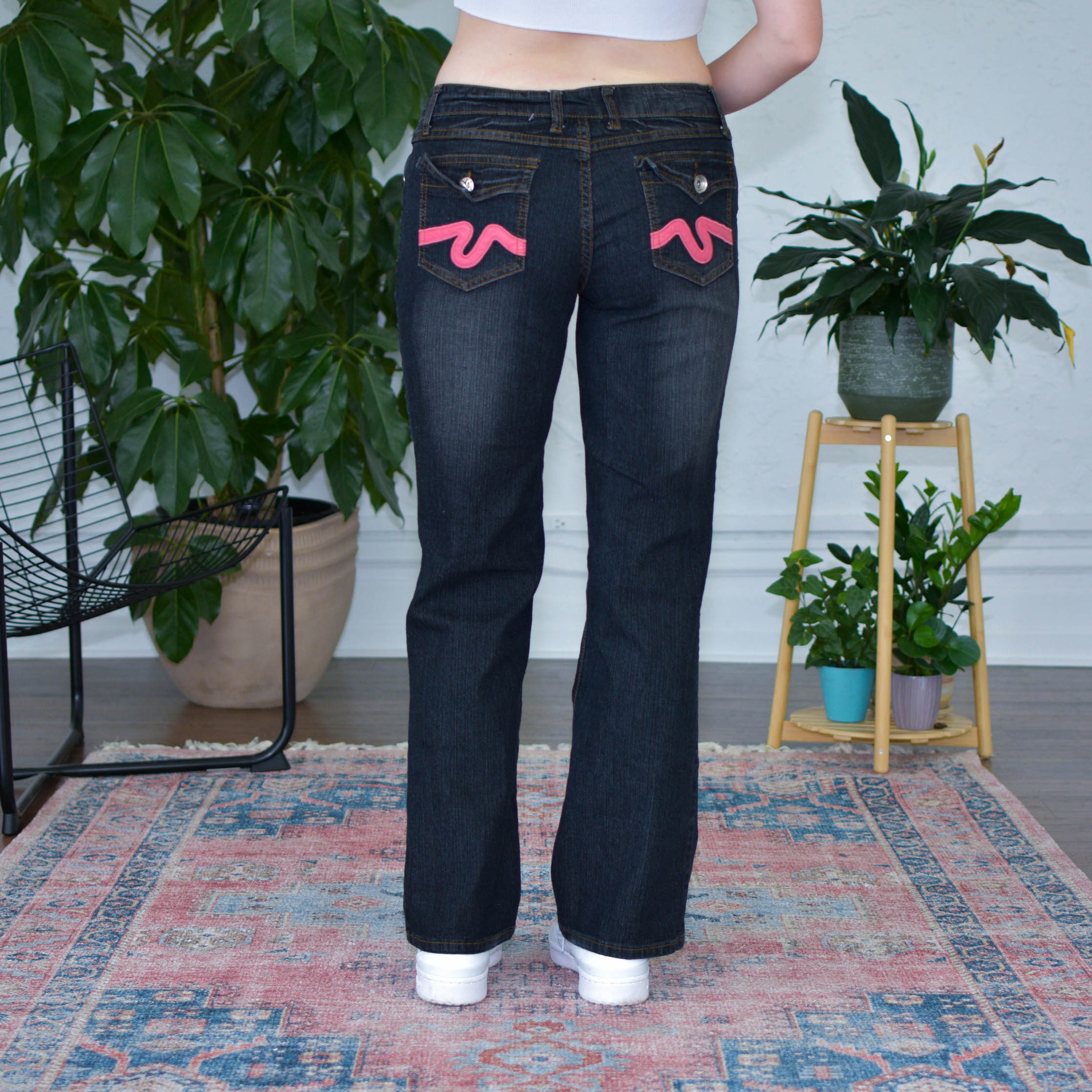 Y2k Zoey &amp; Beth Pink Pocket Flare Jeans