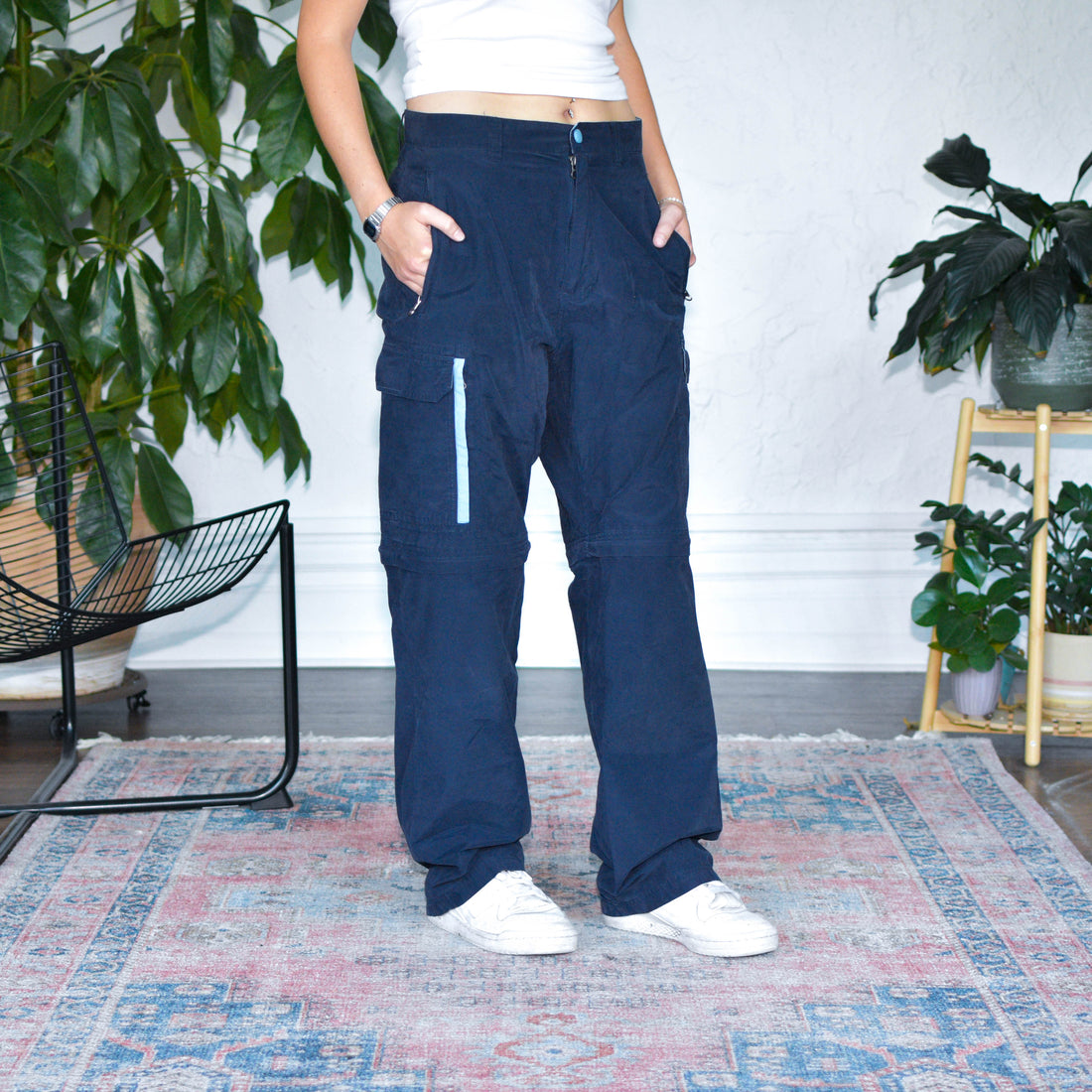 Vintage Mossimo Navy and Baby Blue Convertible Cargo Pants