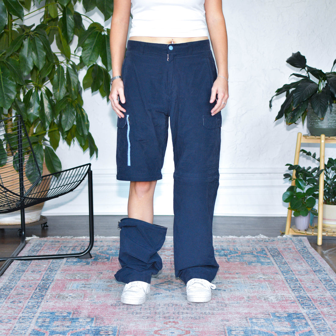 Vintage Mossimo Navy and Baby Blue Convertible Cargo Pants