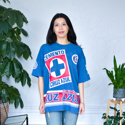 Vintage Cruz Azul AOP Graphic T-Shirt