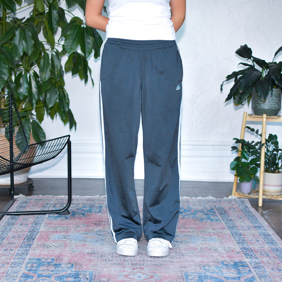 Vintage 2010s Adidas Gray and Baby Blue Femme Track Pants