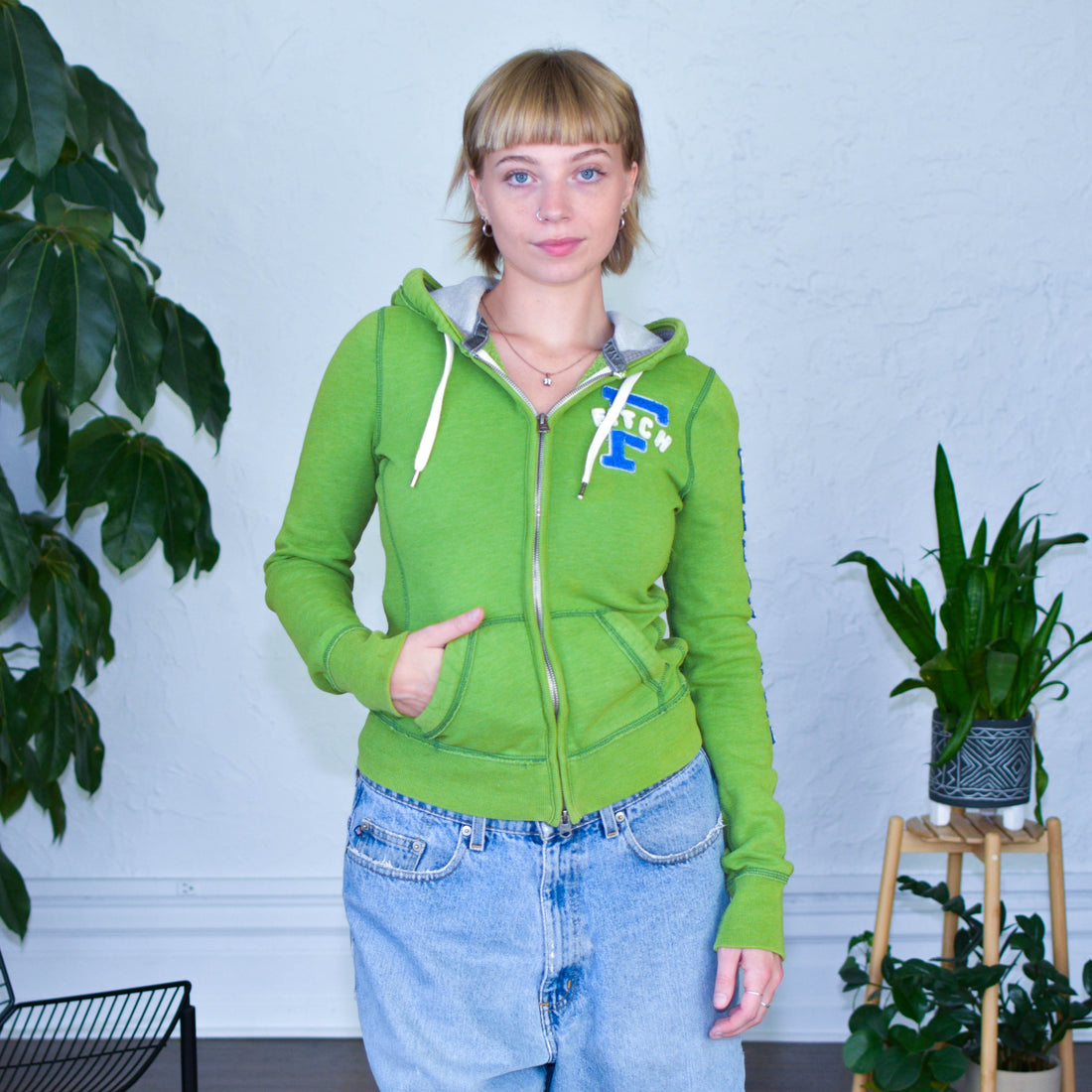 Y2K Abercrombie &amp; Fitch Long-Sleeve Green Hoodie