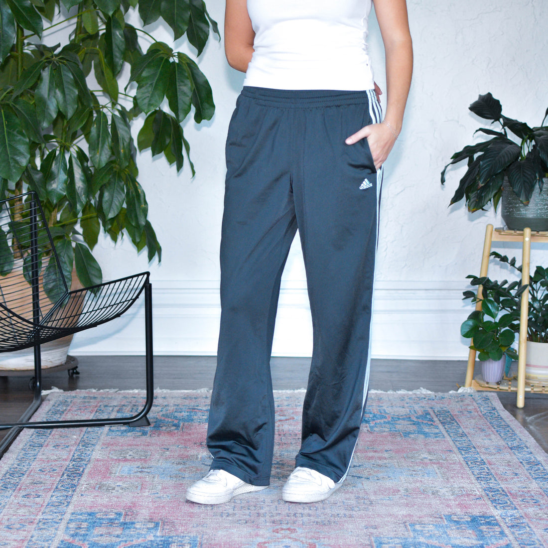 Vintage 2010s Adidas Gray and Baby Blue Femme Track Pants