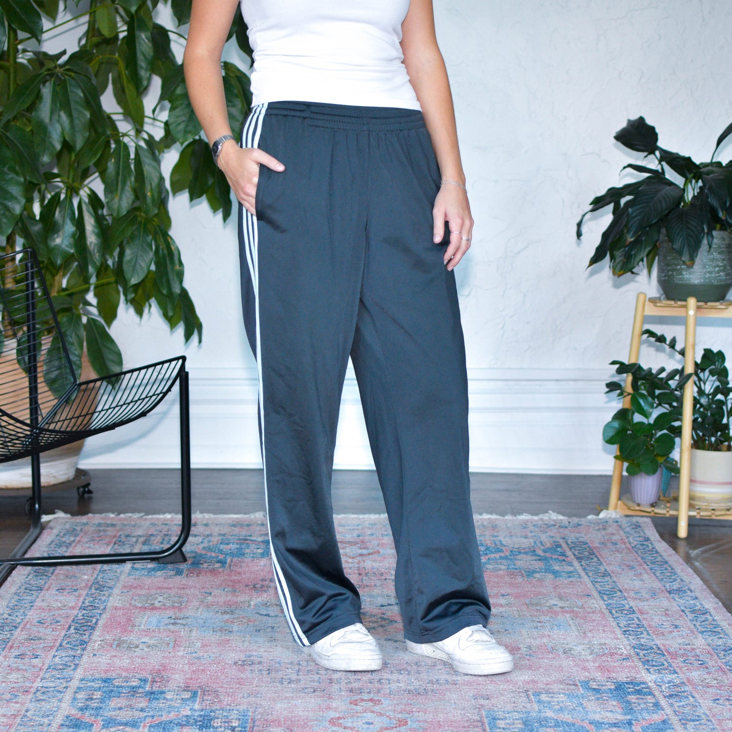 Vintage 2010s Adidas Gray and Baby Blue Femme Track Pants
