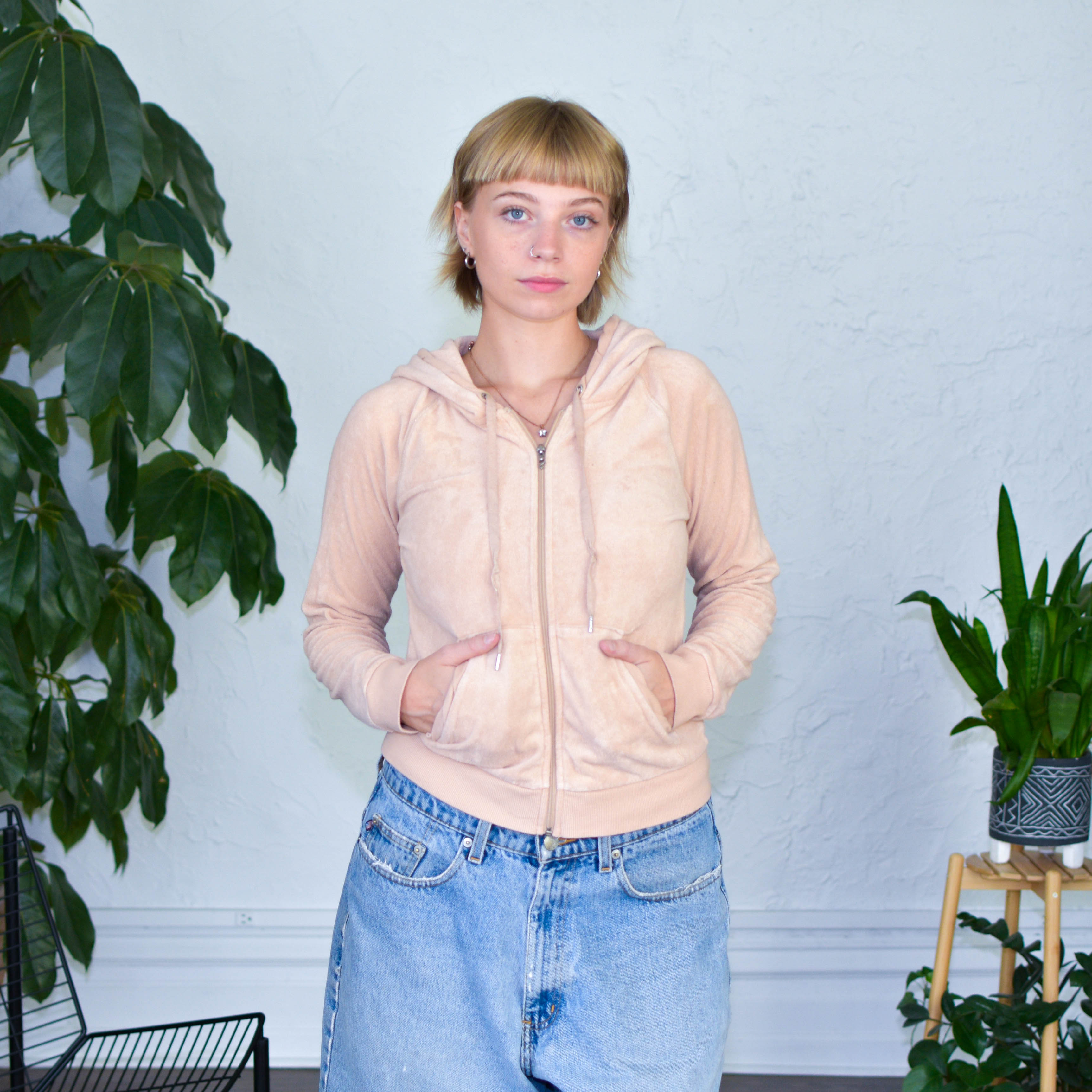 Vintage Y2K Juicy Couture Light Pink Terrycloth Hoodie