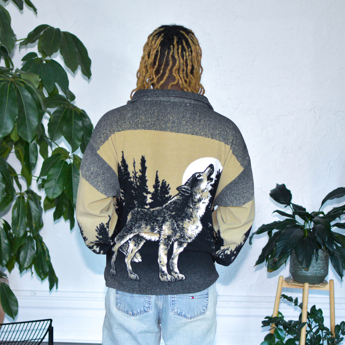 Vintage Wolf in the Woods Fleece Jacket