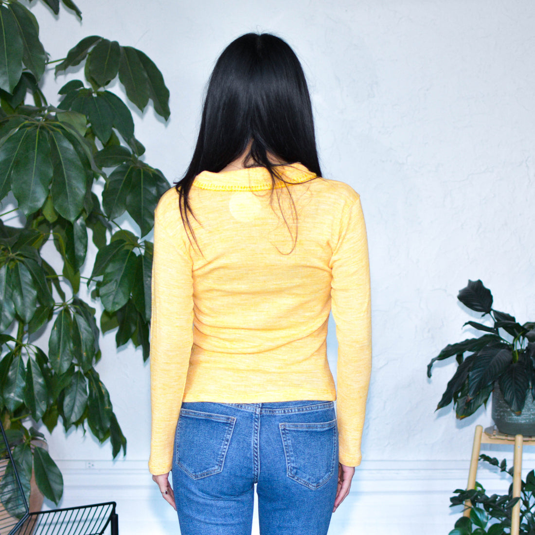 Vintage 80s Yellow Femme Blouse