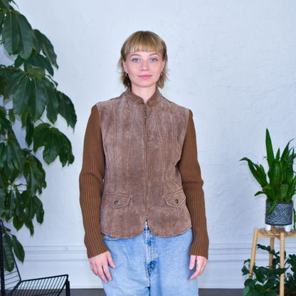Vintage Y2K Live a Little Leather &amp; Knit Jacket