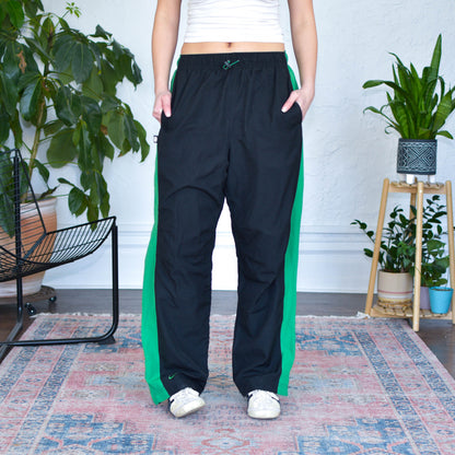 Vintage Y2K Nike Black and Green Insulated Track Pants