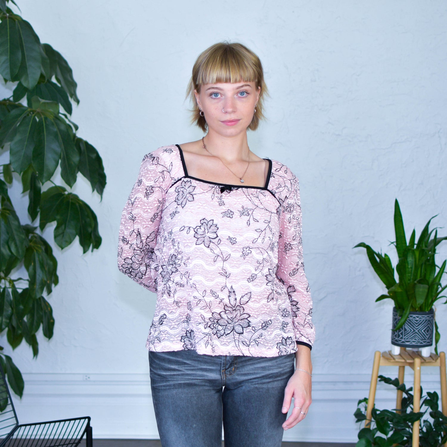 Y2K Creative Design Works Floral Lace Blouse