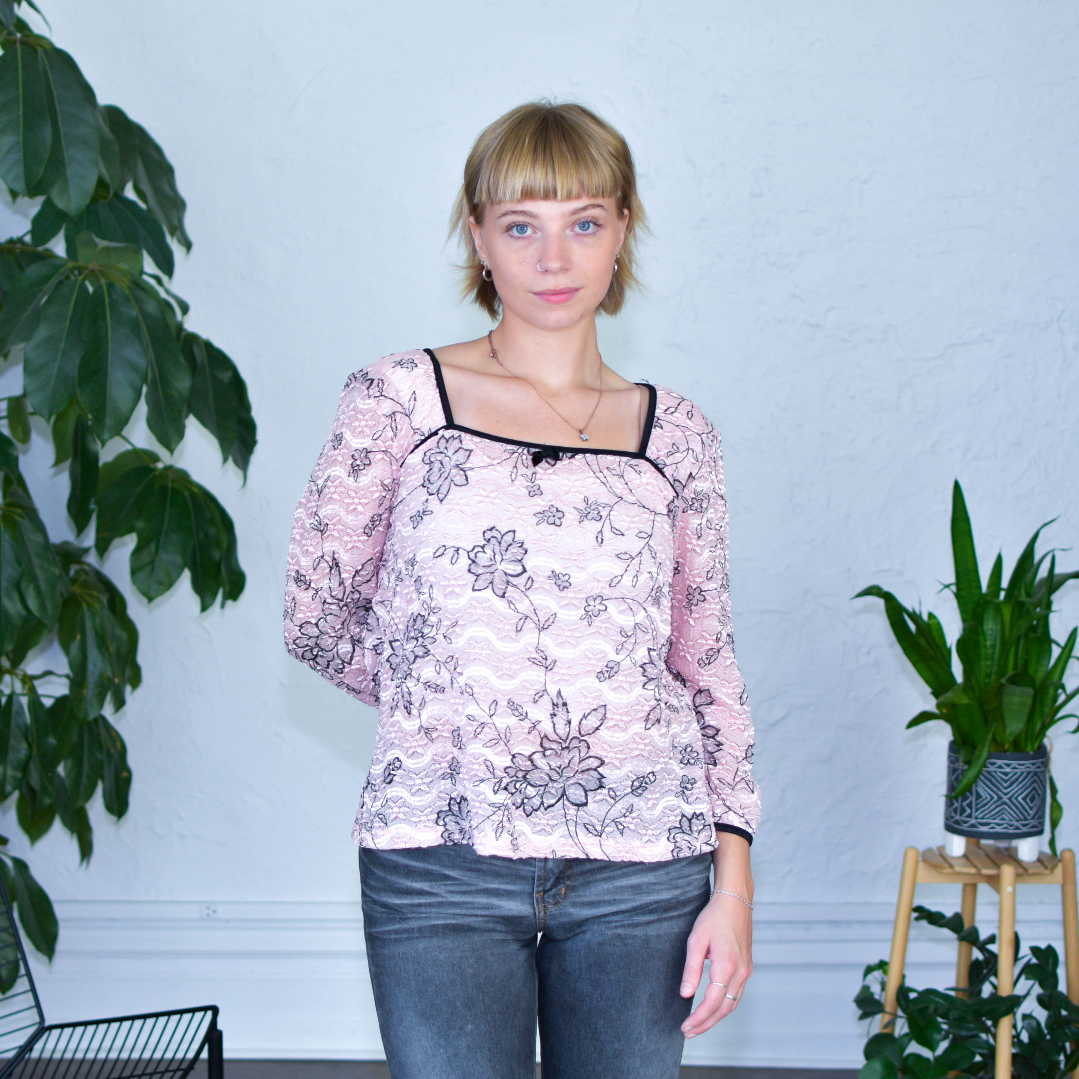 Y2K Creative Design Works Floral Lace Blouse