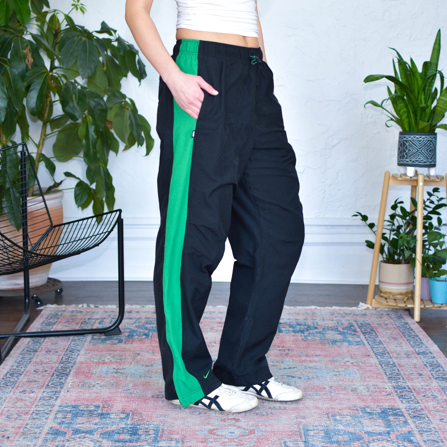 Vintage Y2K Nike Black and Green Insulated Track Pants