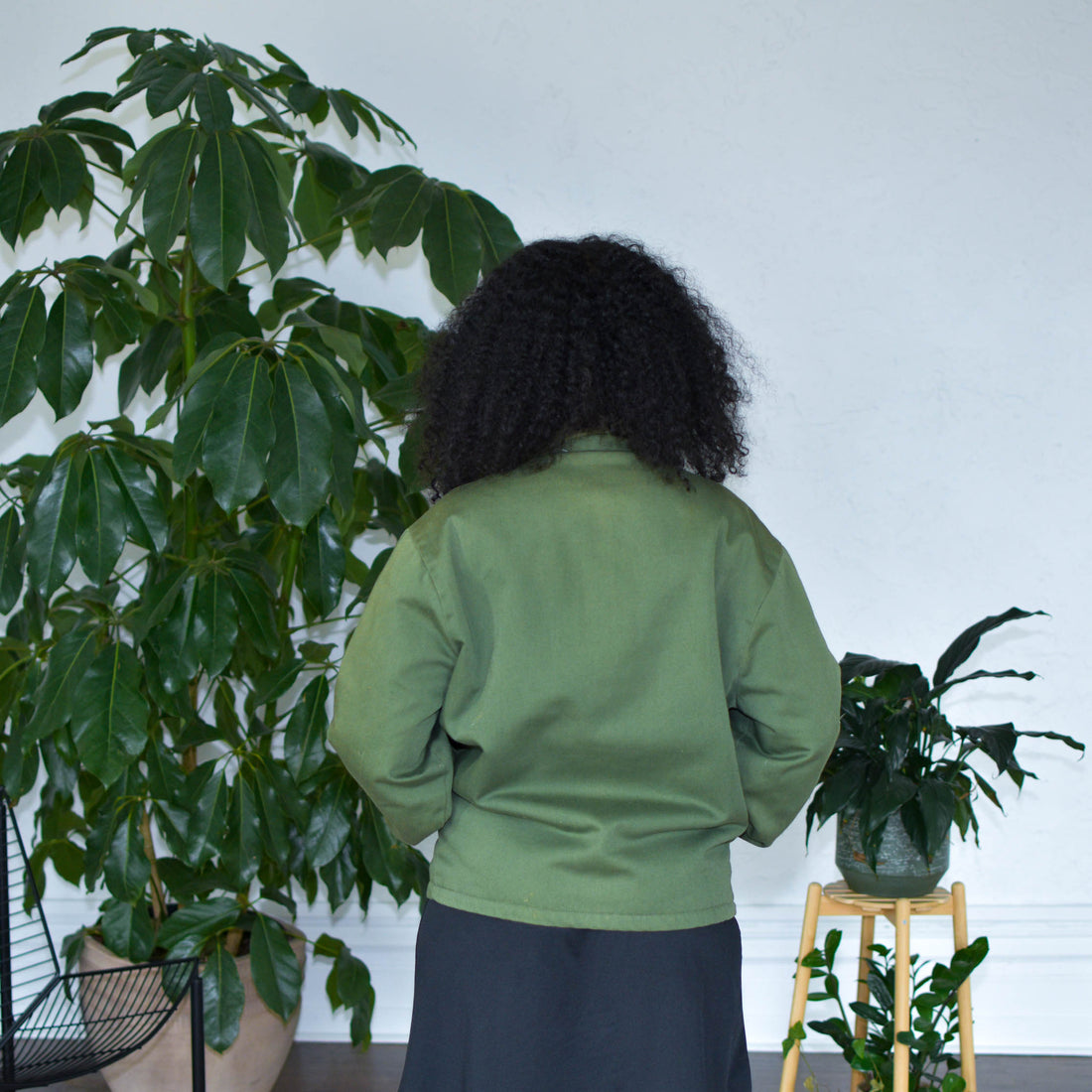 Vintage Green Military Fleece-Lined Bomber Jacket