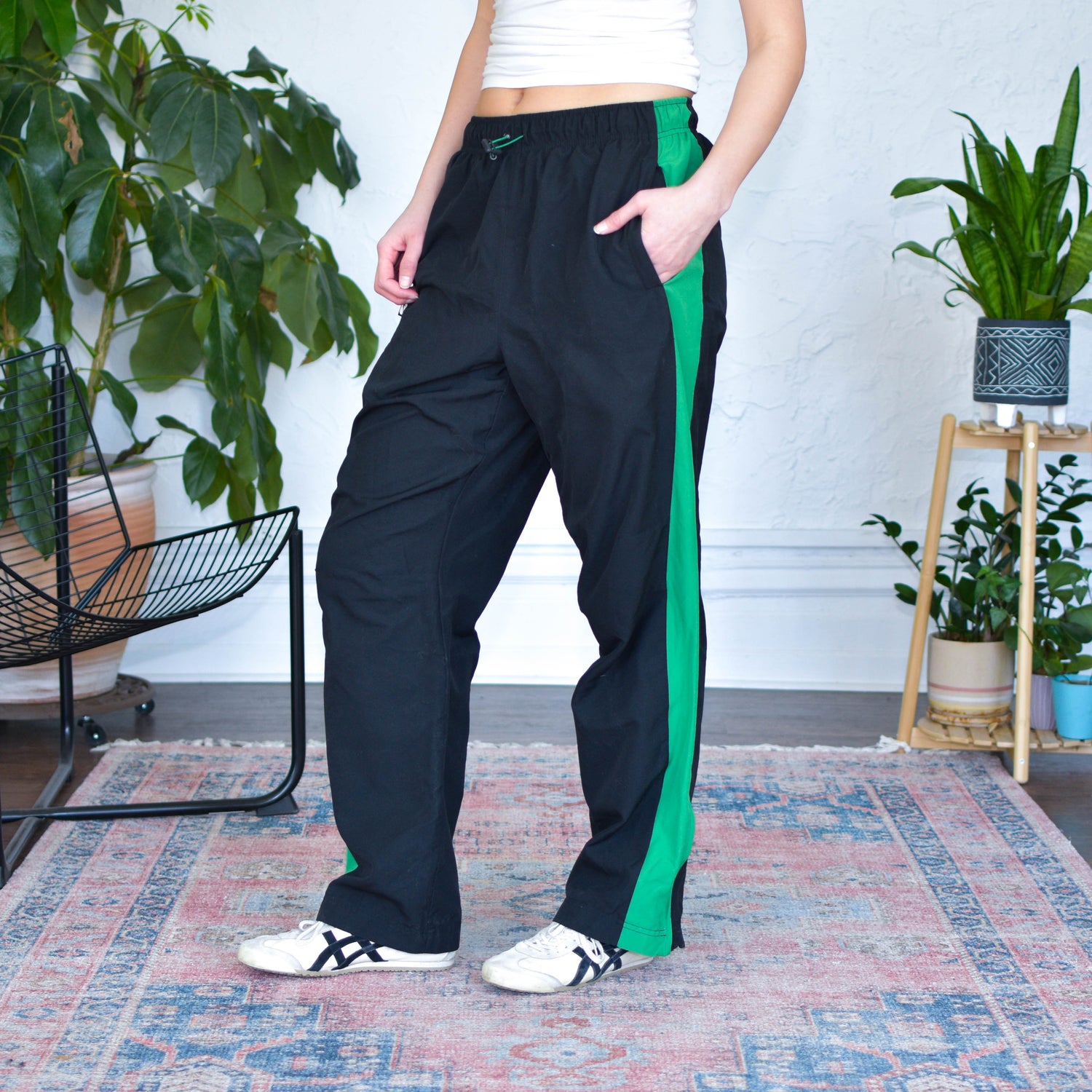 Vintage Y2K Nike Black and Green Insulated Track Pants