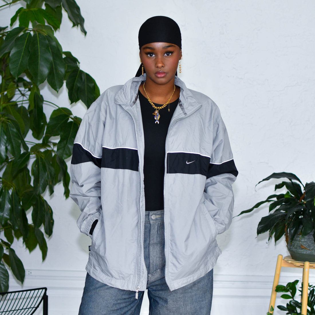 Y2k Nike Grey Windbreaker Zip Up