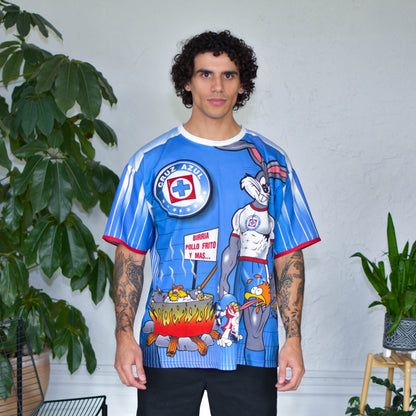 Vintage Cruz Azul Mascot Caricature AOP Jersey