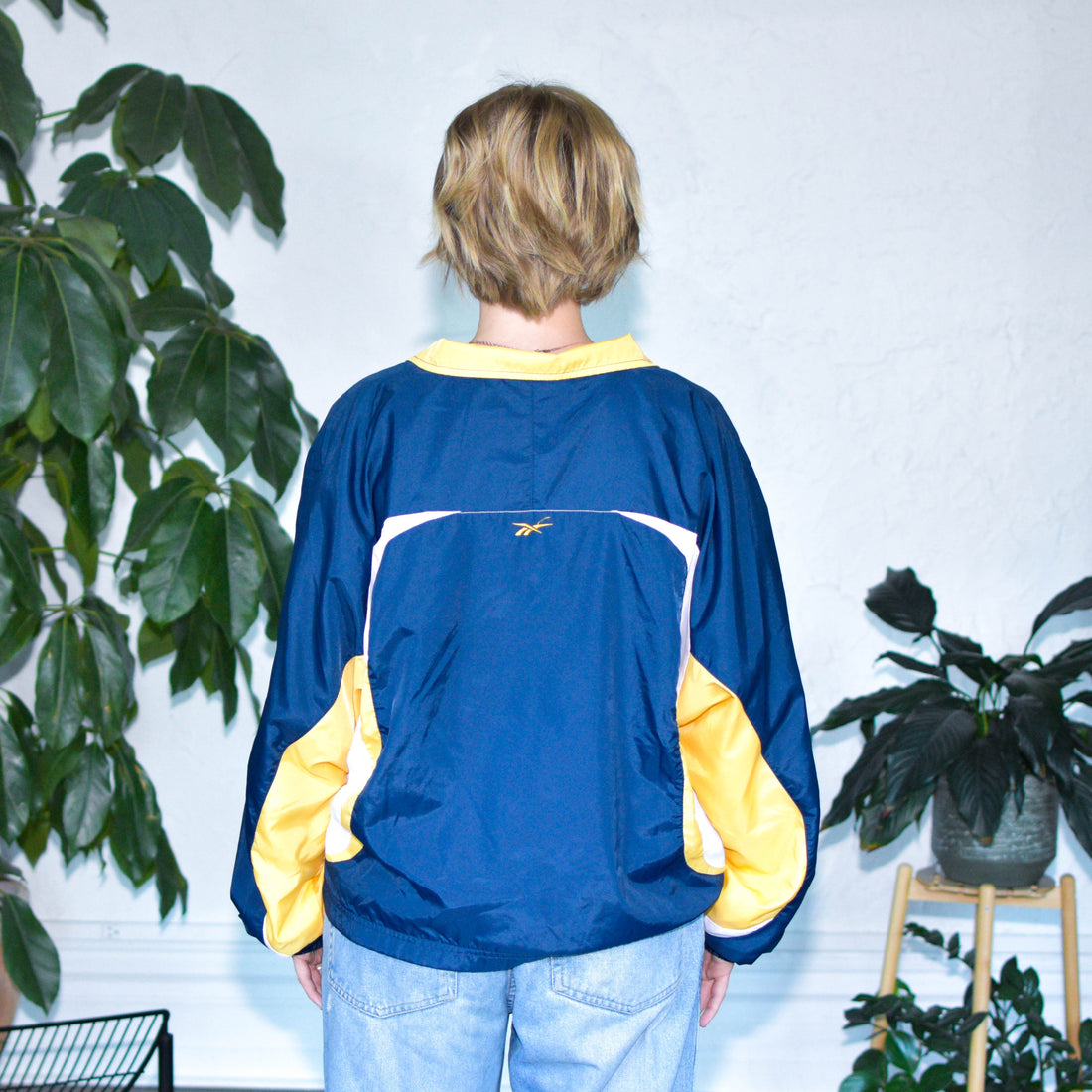 Vintage Y2K Navy and Yellow Reebok Lined Windbreaker