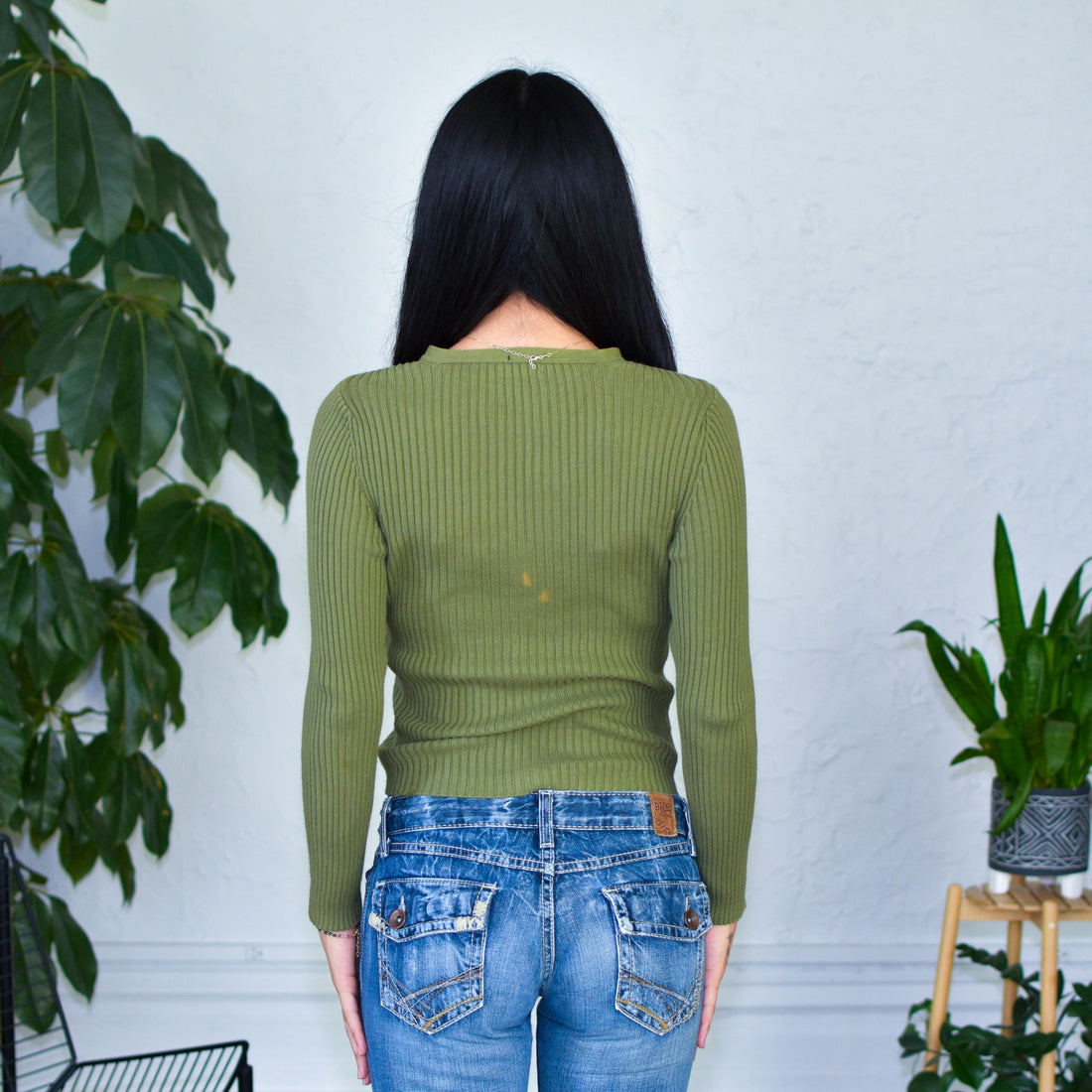 Vintage United Colors of Benetton Olive Ribbed Cardigan