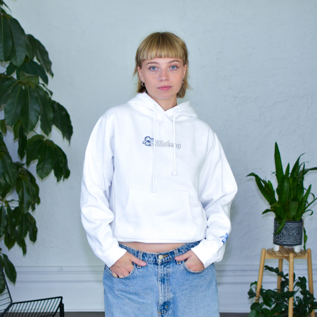 Y2K Billabong Femme Signature White Hoodie