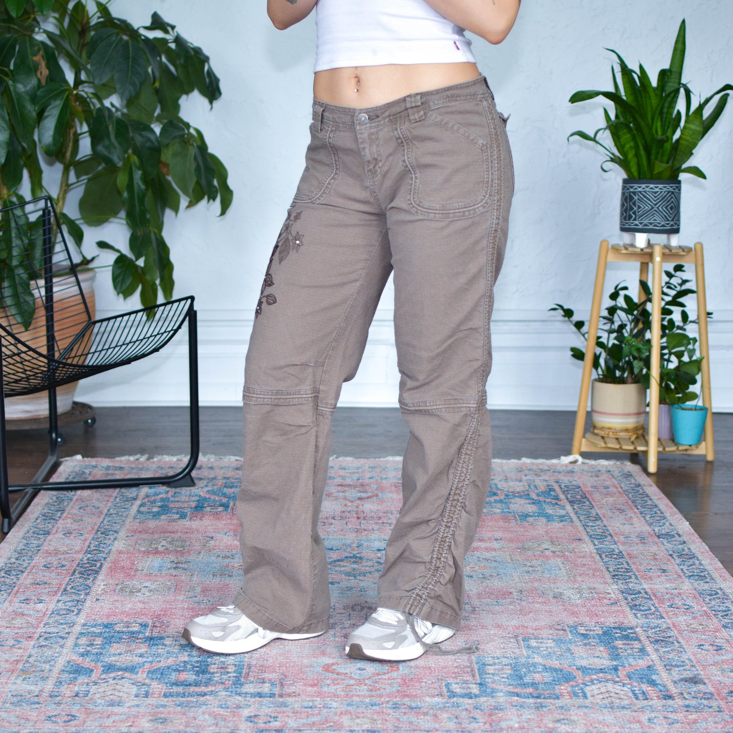 Vintage Union Bay Rip Stop Flower Patch Pants