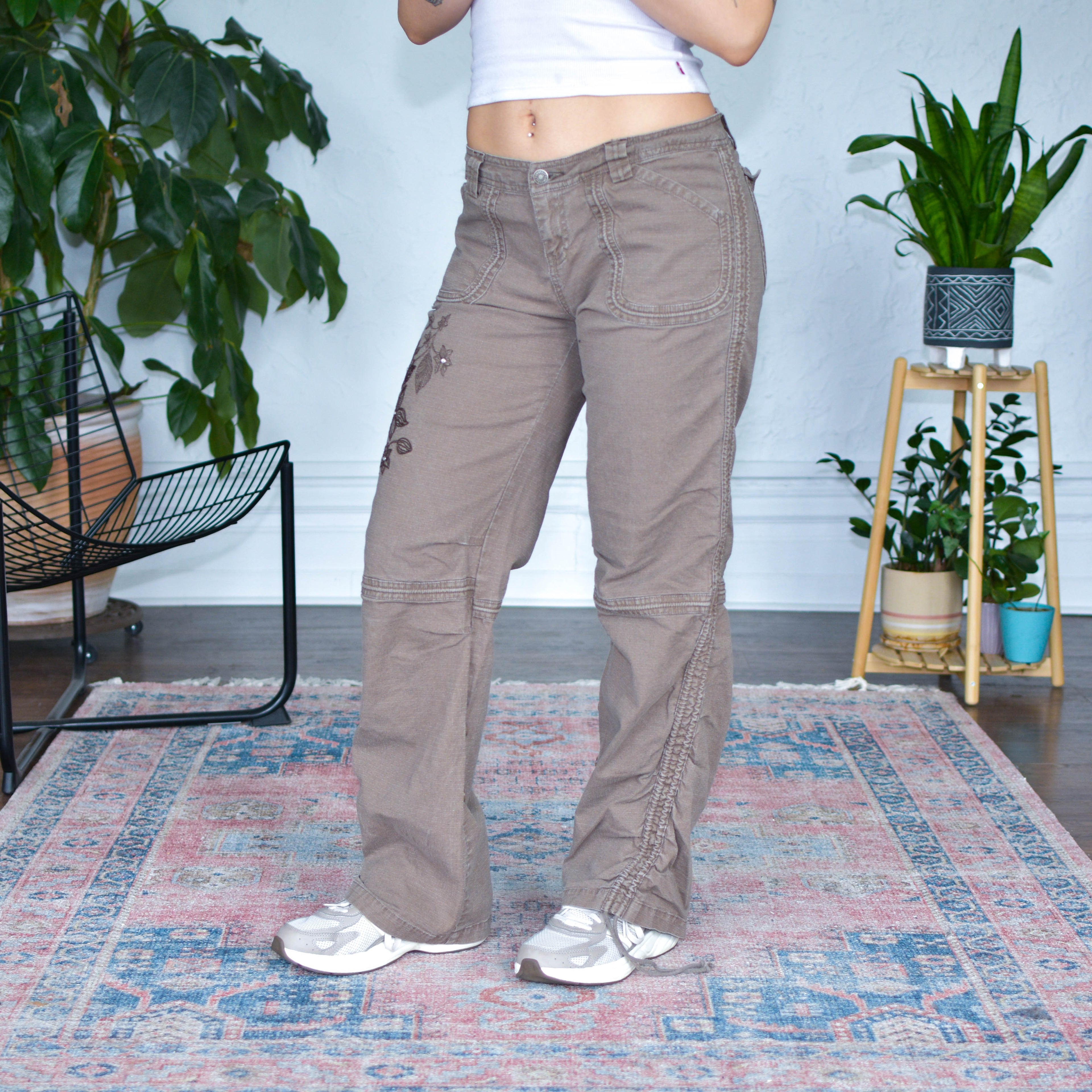 Vintage Union Bay Rip Stop Flower Patch Pants