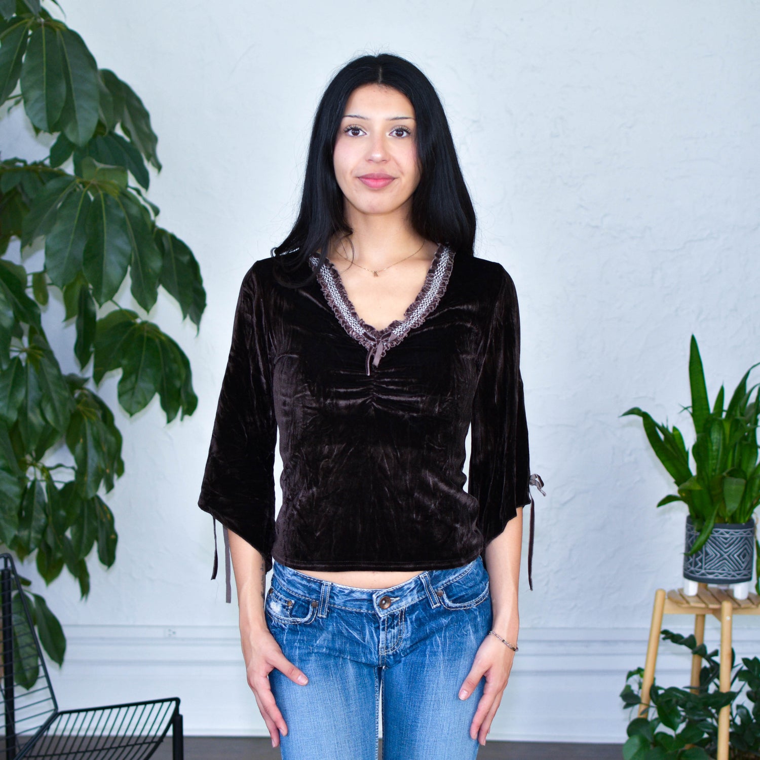Martine And J Paris Brown Velour Blouse