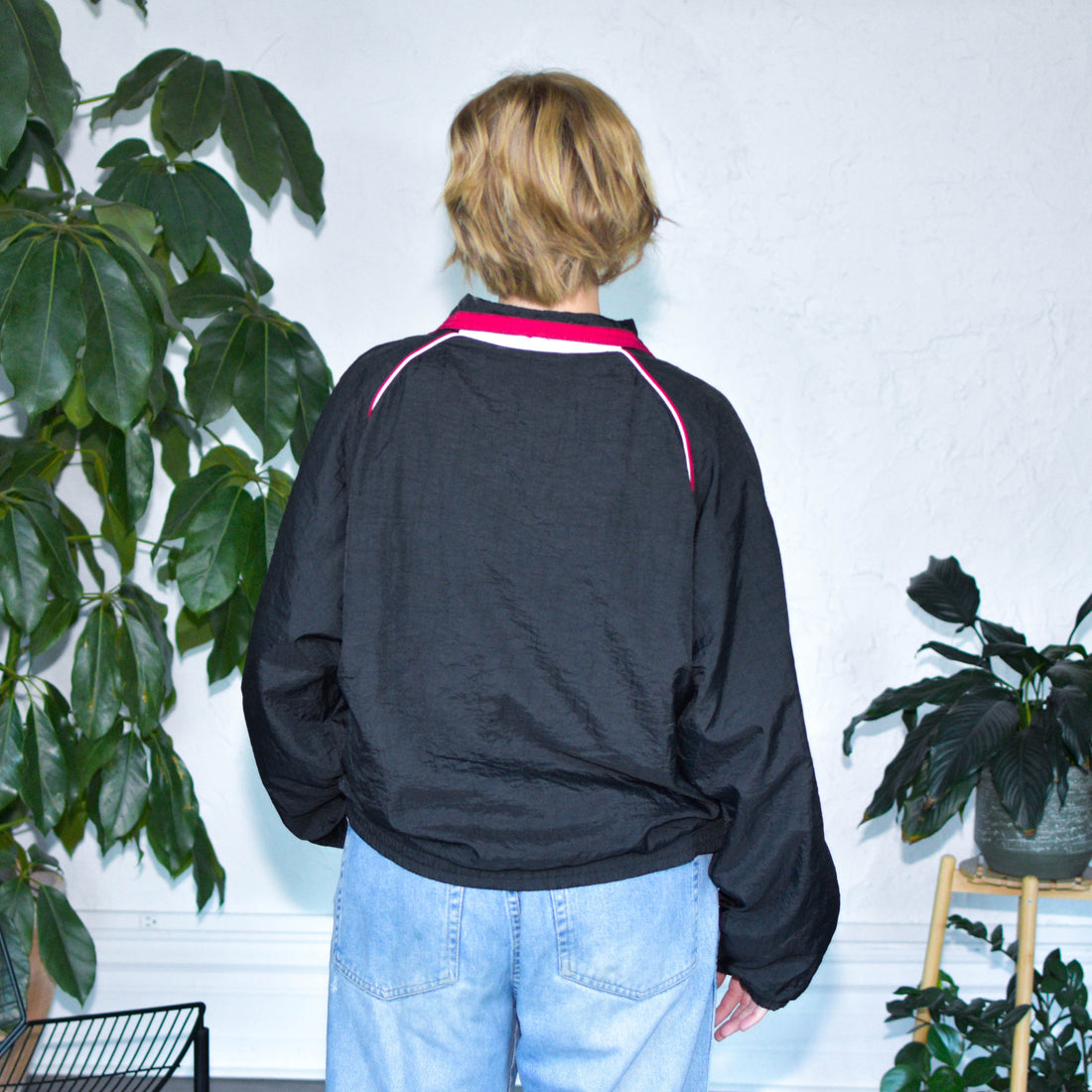 Vintage 90s Black and Red Reebok Lined Windbreaker