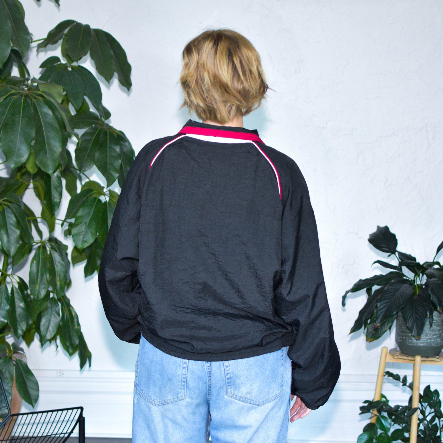 Vintage 90s Black and Red Reebok Lined Windbreaker