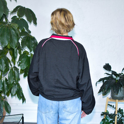 Vintage 90s Black and Red Reebok Lined Windbreaker