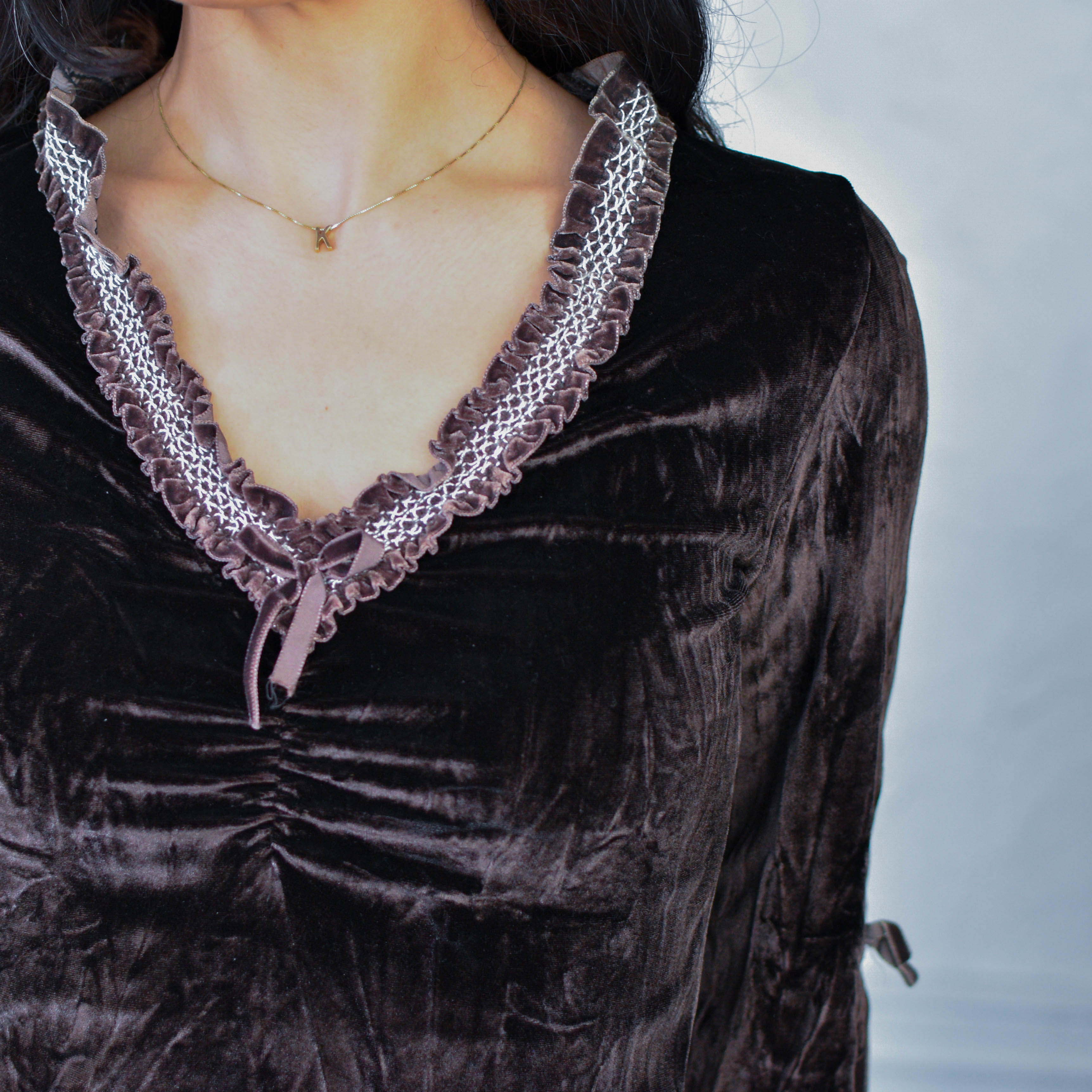 Martine And J Paris Brown Velour Blouse