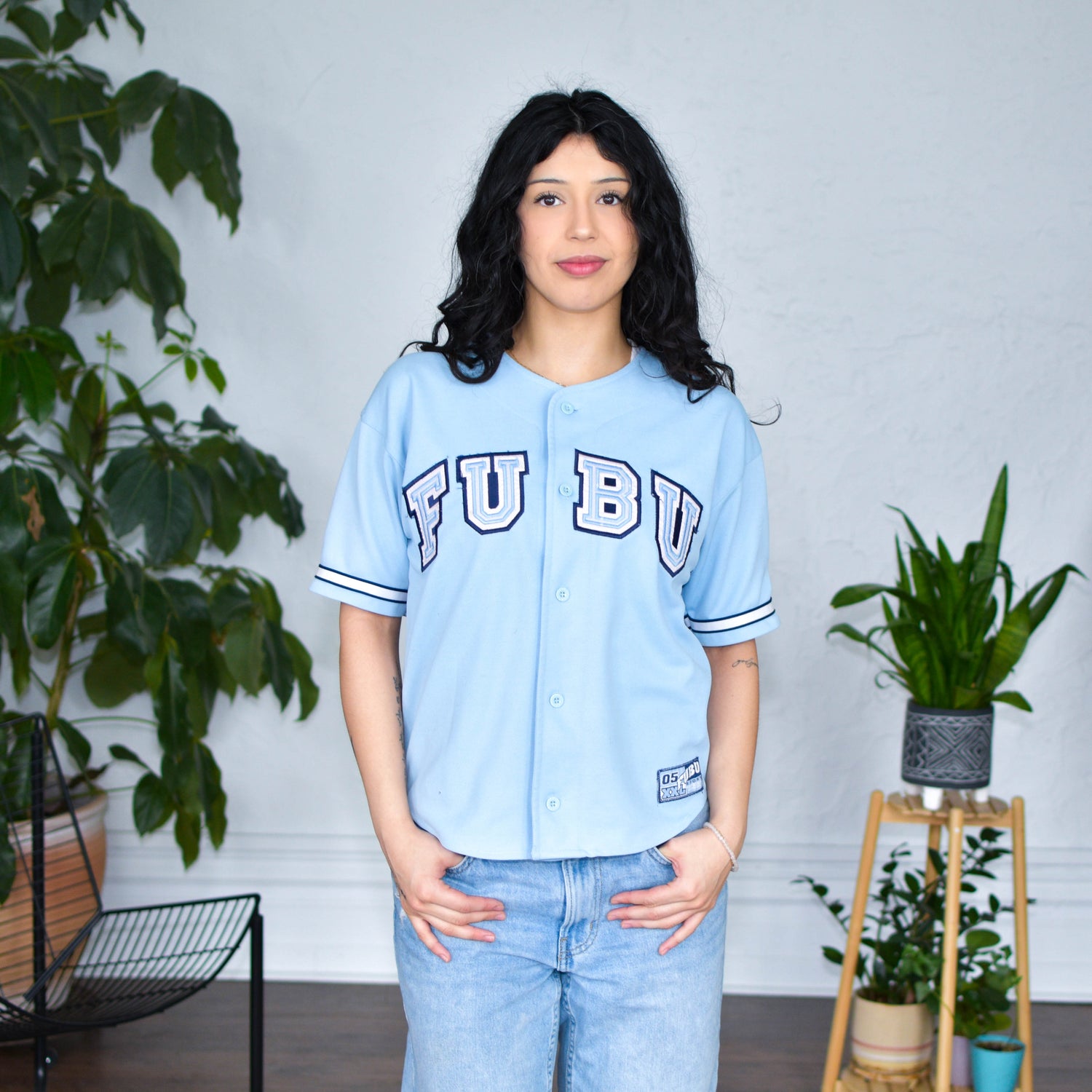Vintage Y2K FUBU Baby Blue Baseball Jersey