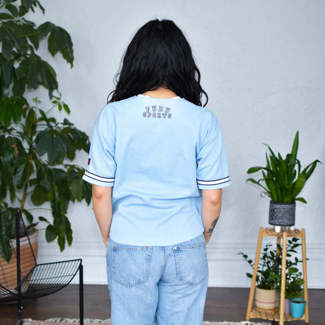 Vintage Y2K FUBU Baby Blue Baseball Jersey