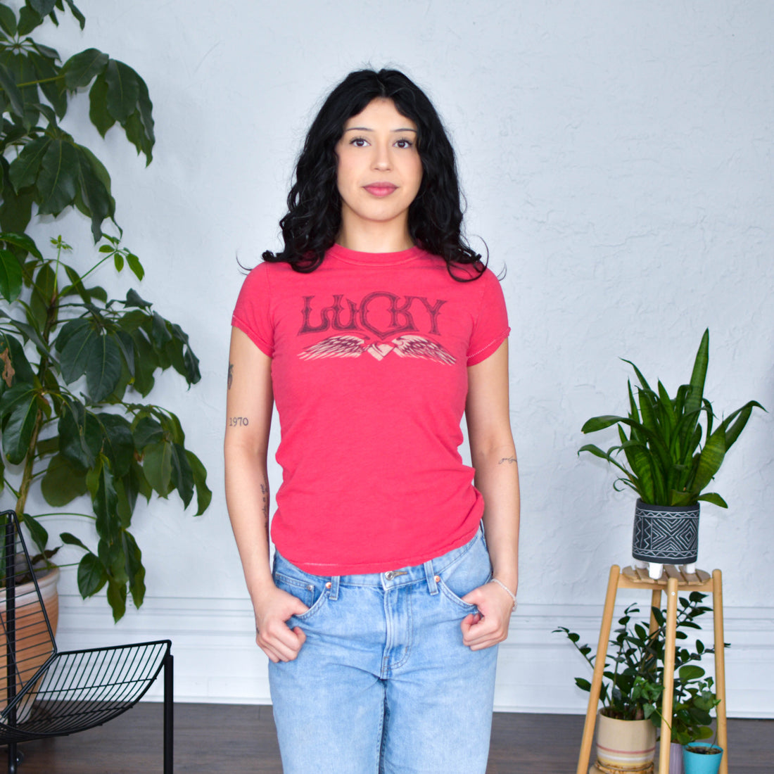 Y2K Femme Lucky Brand Hot Pink Graphic T-Shirt