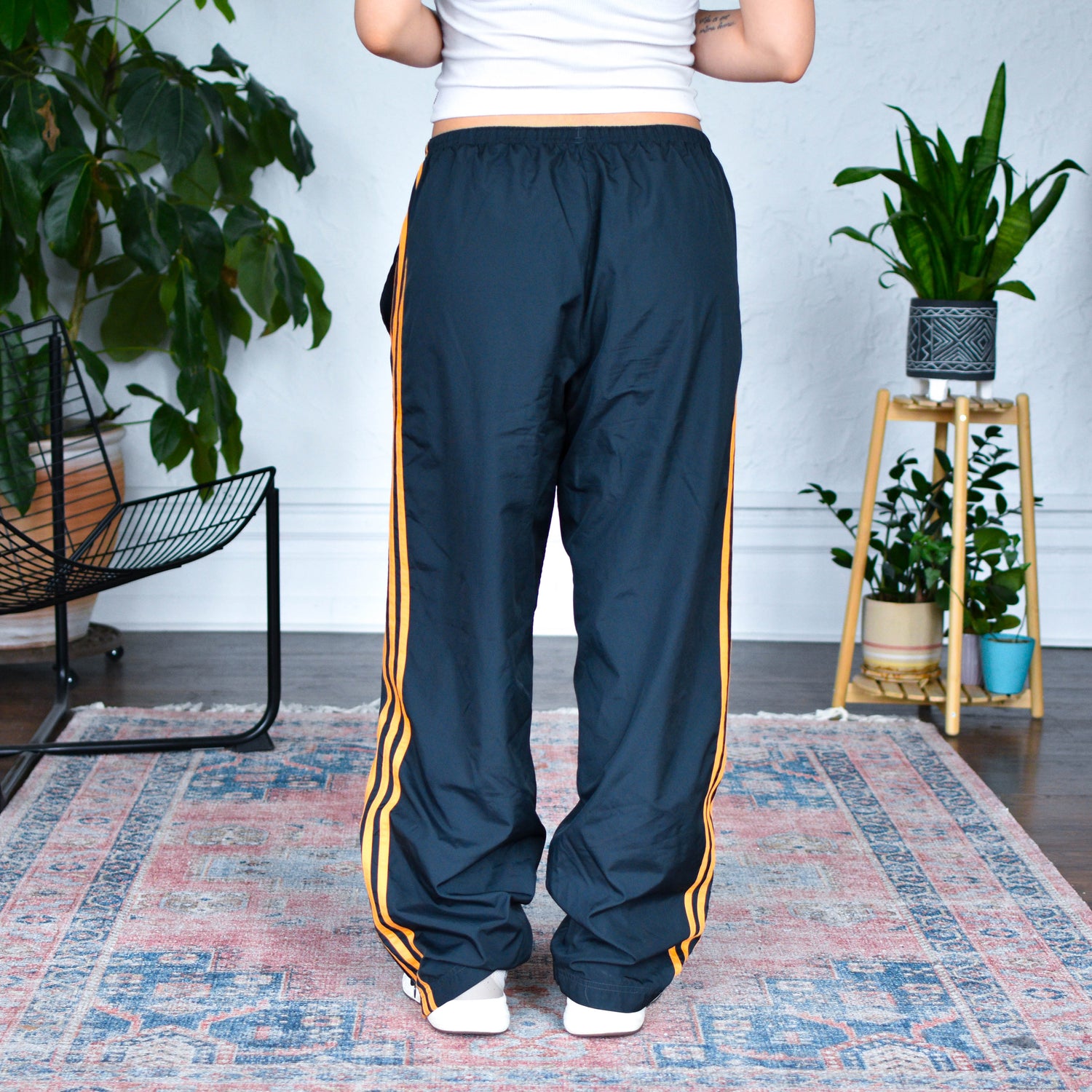 Vintage Y2K Adidas Femme Dark Gray and Orange Track Pants