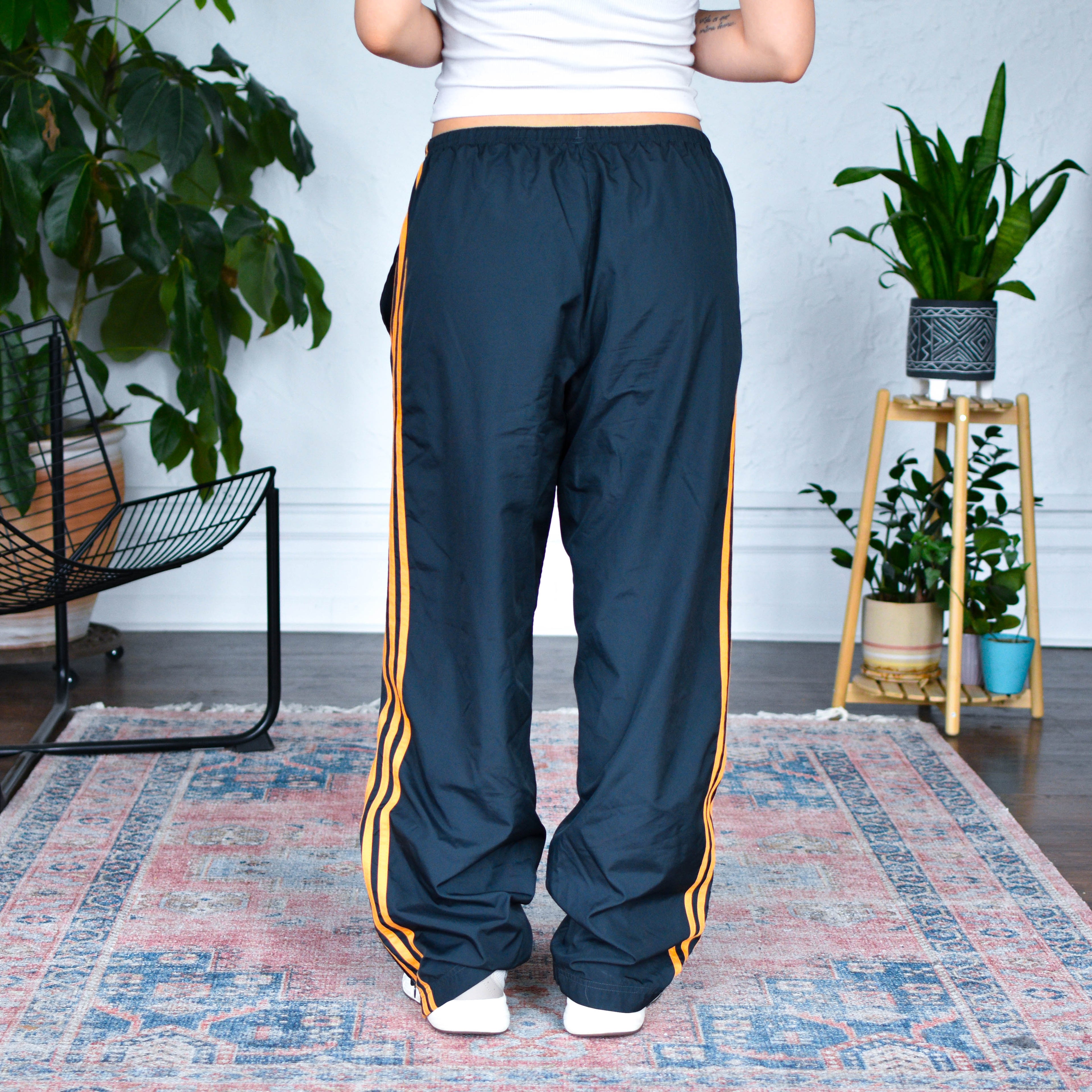 Vintage Y2K Adidas Femme Dark Gray and Orange Track Pants