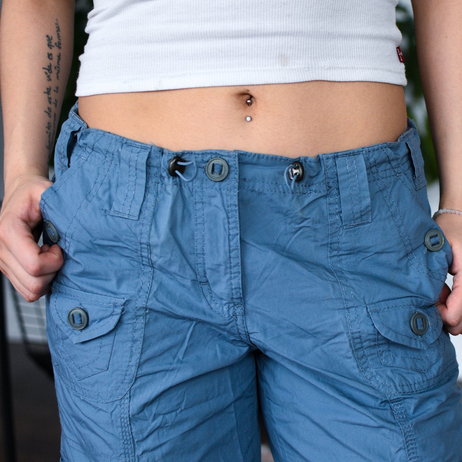 Vintage No Boundaries Femme Weathered Blue Cargo Pants