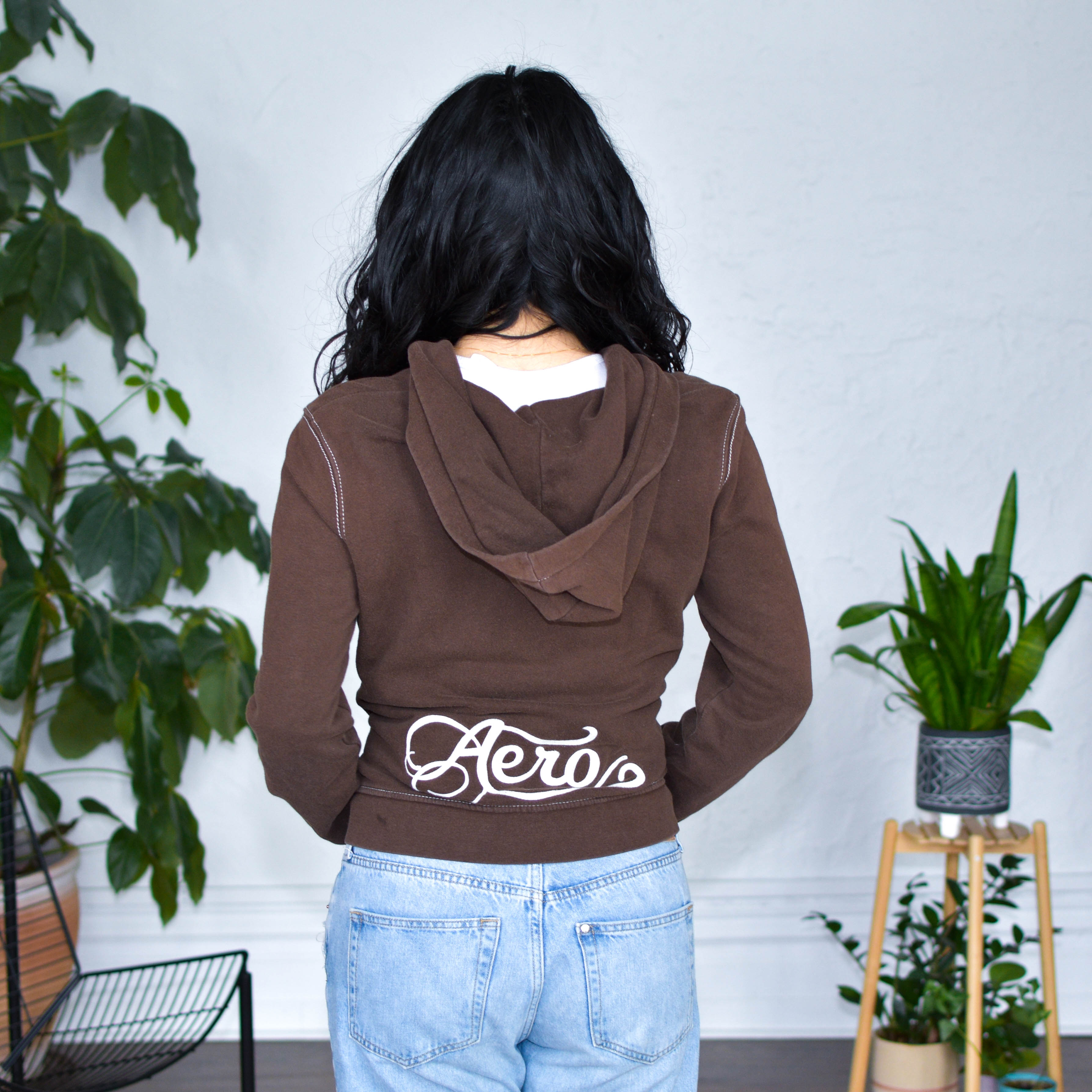 Vintage Y2K Brown Aeropostale Zip-Up Hoodie