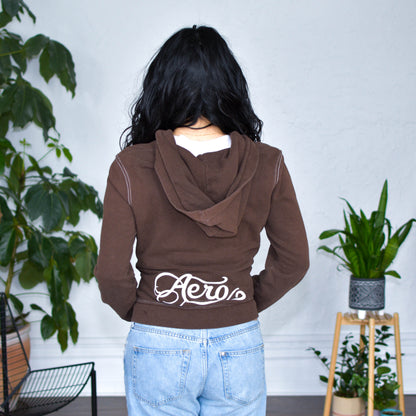 Vintage Y2K Brown Aeropostale Zip-Up Hoodie