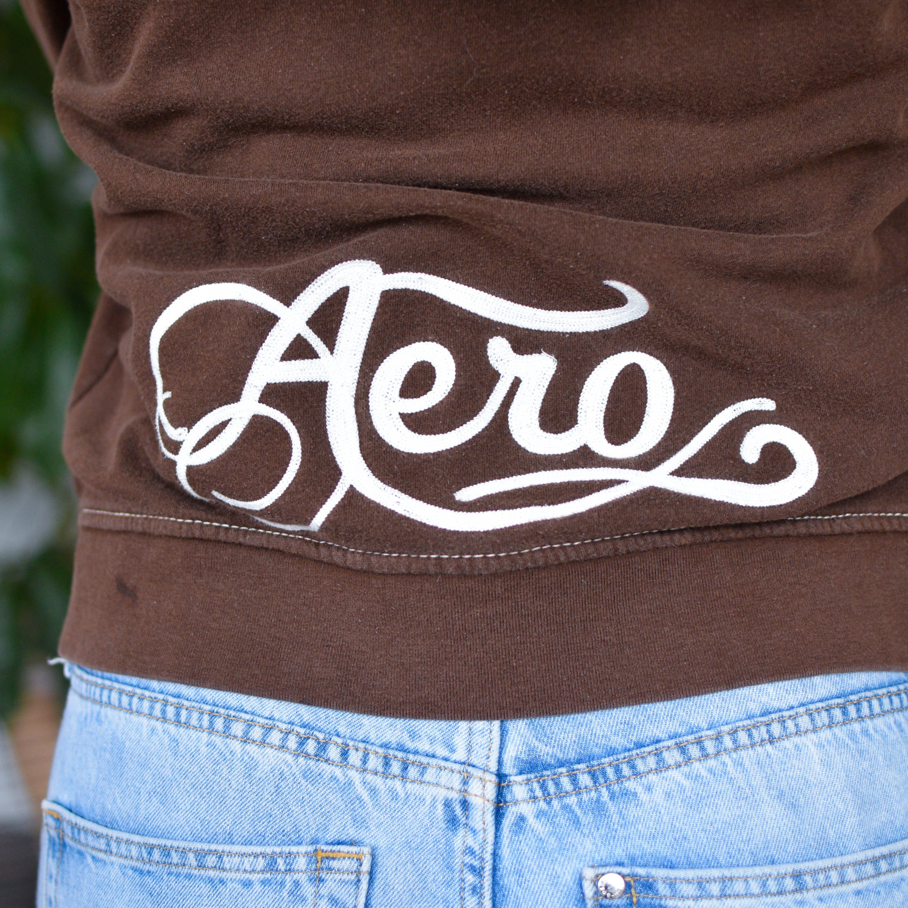Vintage Y2K Brown Aeropostale Zip-Up Hoodie