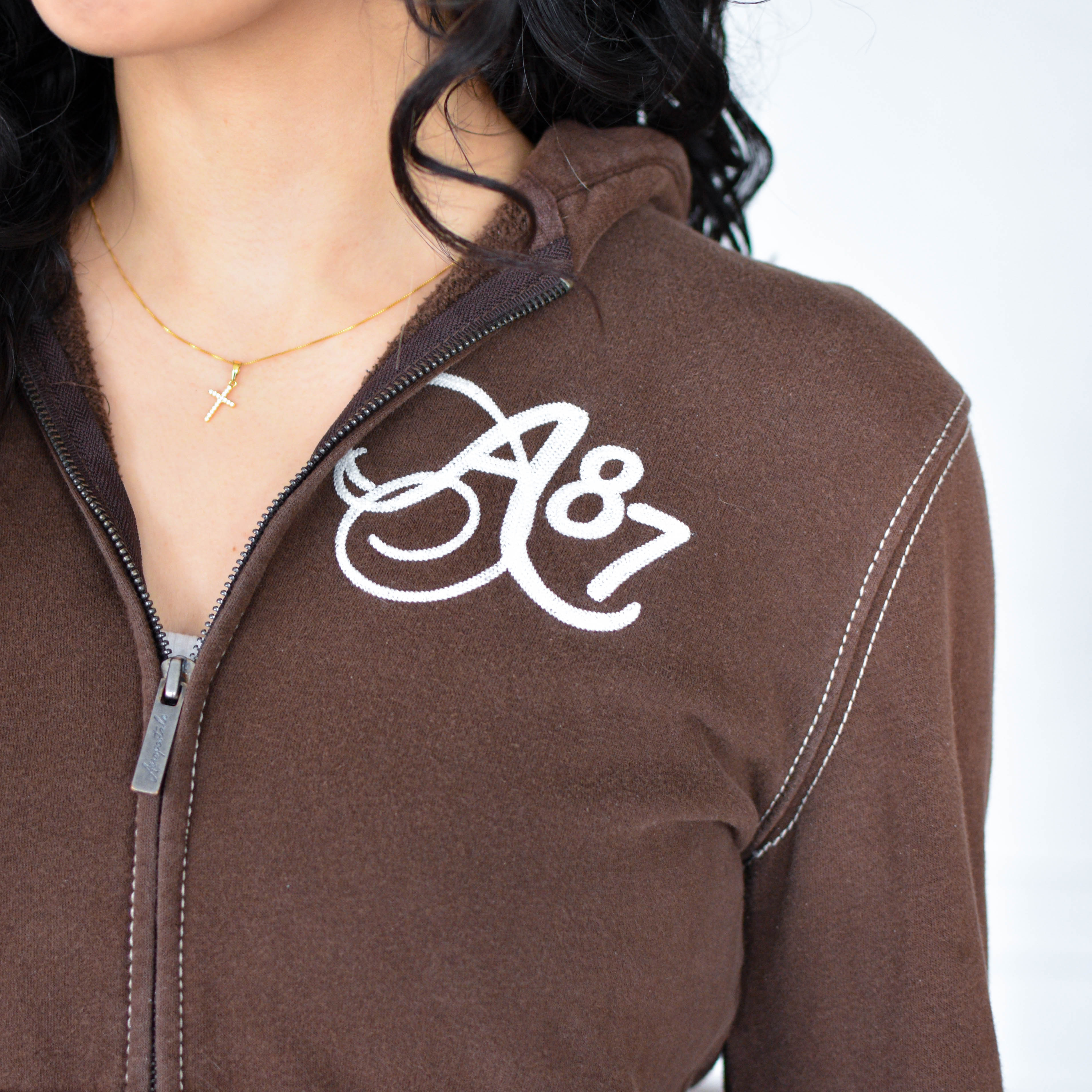Vintage Y2K Brown Aeropostale Zip-Up Hoodie