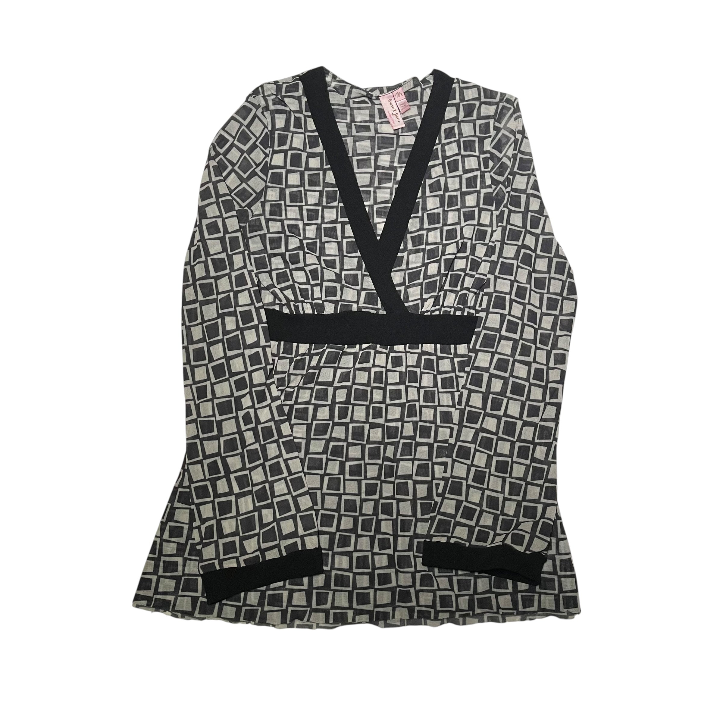Y2K Sweet Peas Geometric-Print Tunic Blouse