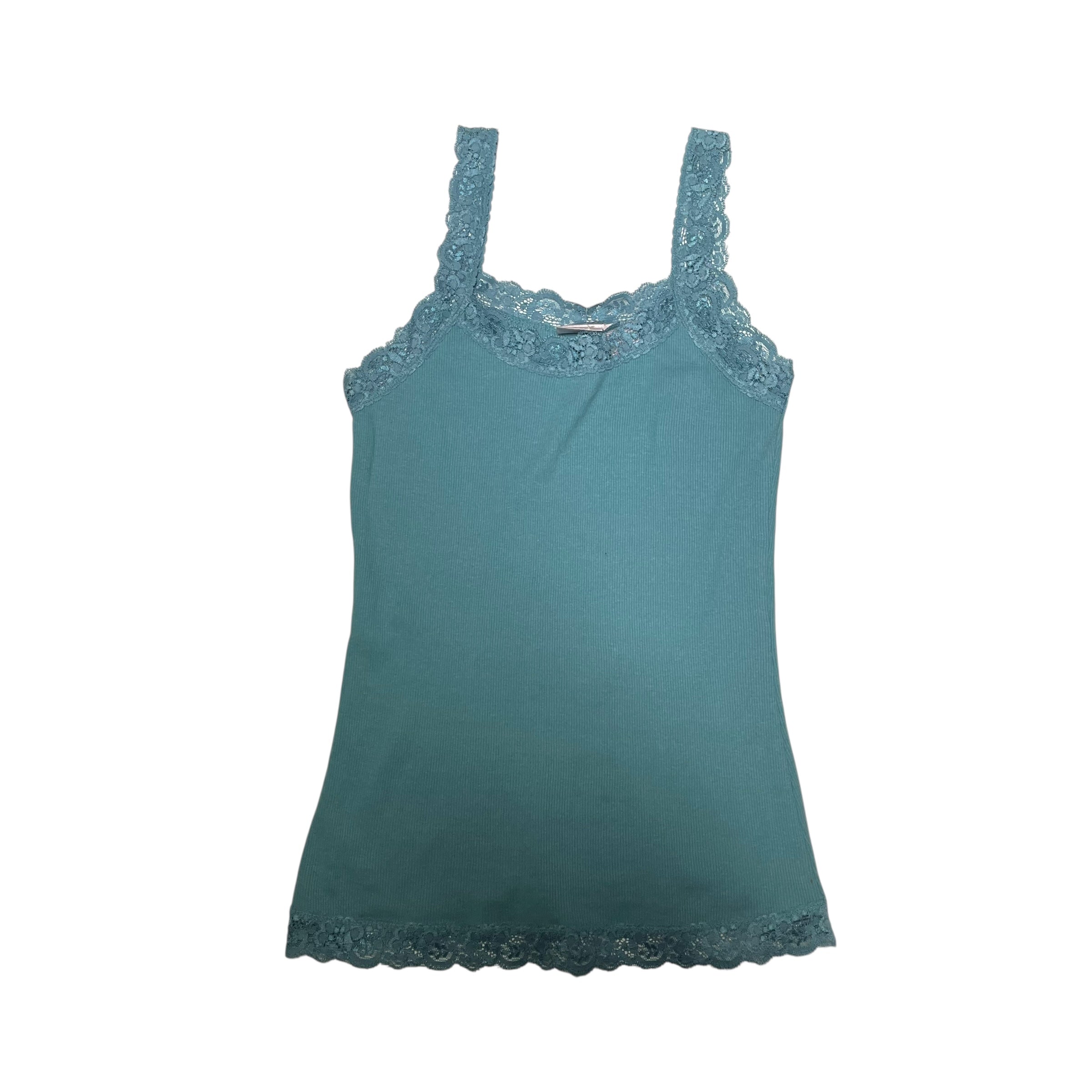 Y2K Aqua Blue Xhilaration Lace Tank Top